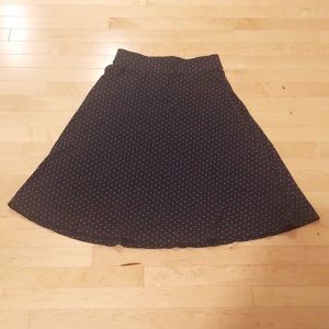 SOLD Navy blue and white polka dot a-line skirt